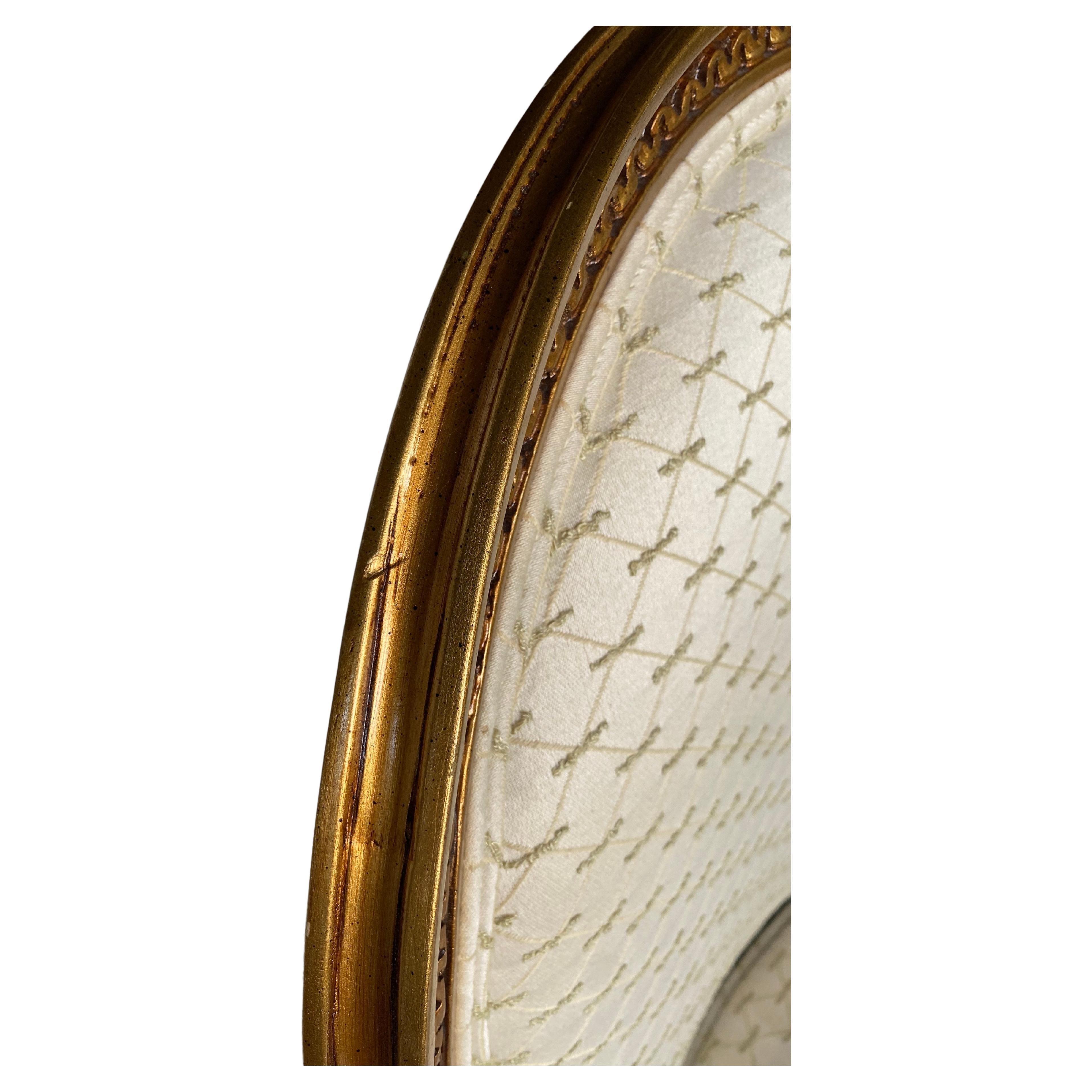 French Louis XVI Style Gilt Barrel Back Bergere Chair 7