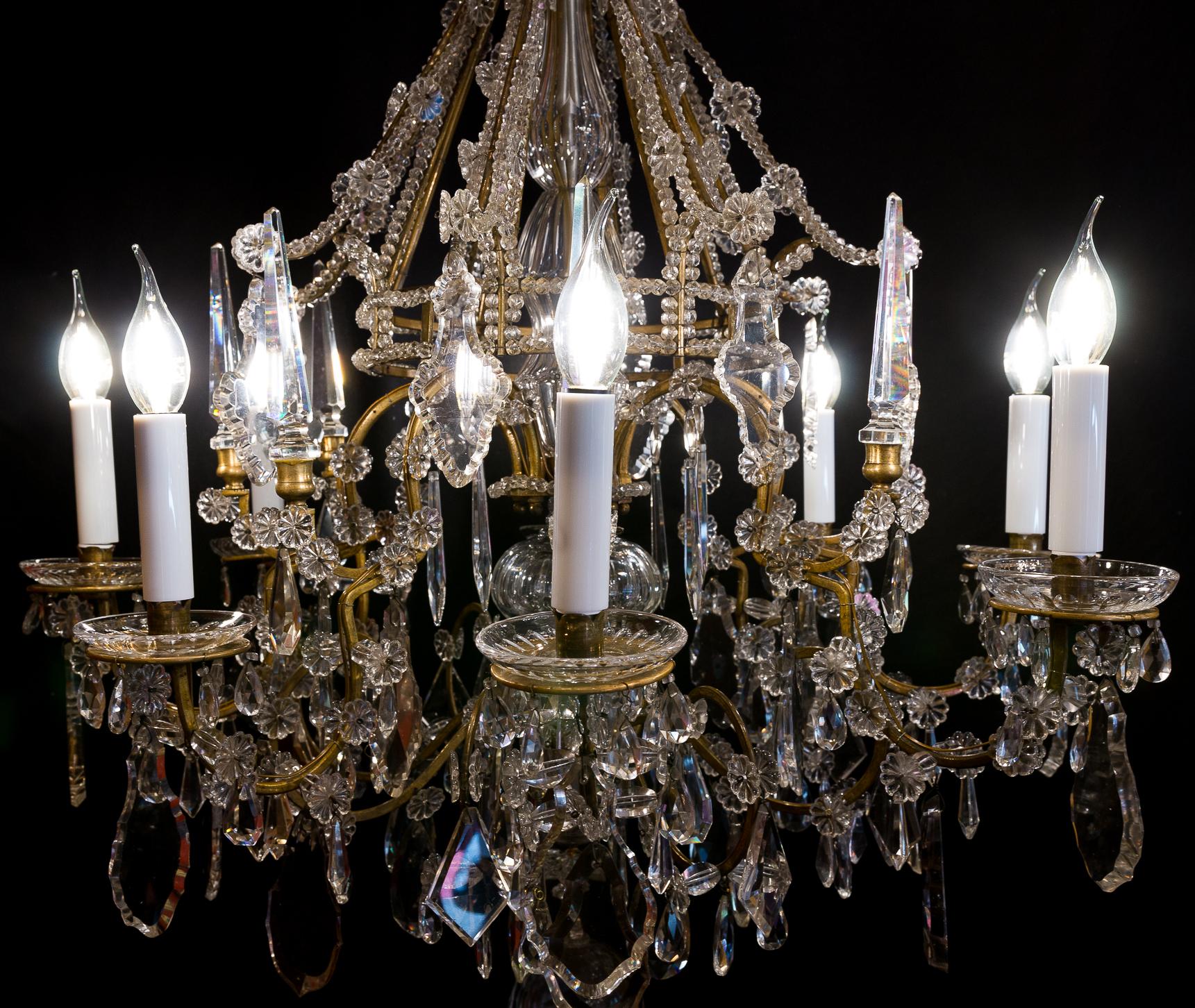 French Louis XVI Style, Gilt-Bronze and Cut-Crystal Chandelier by Maison Baguès 8