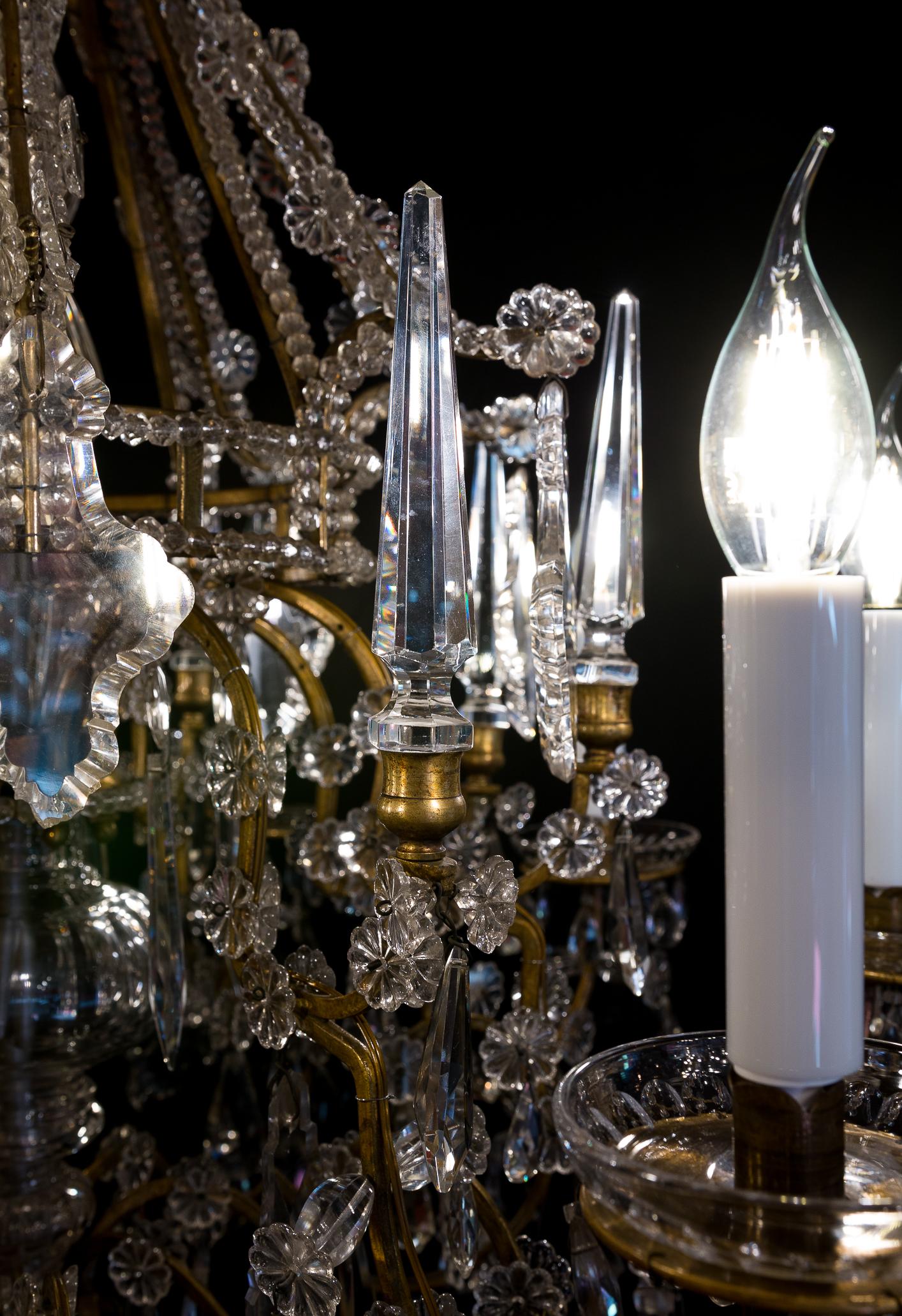 French Louis XVI Style, Gilt-Bronze and Cut-Crystal Chandelier by Maison Baguès 9