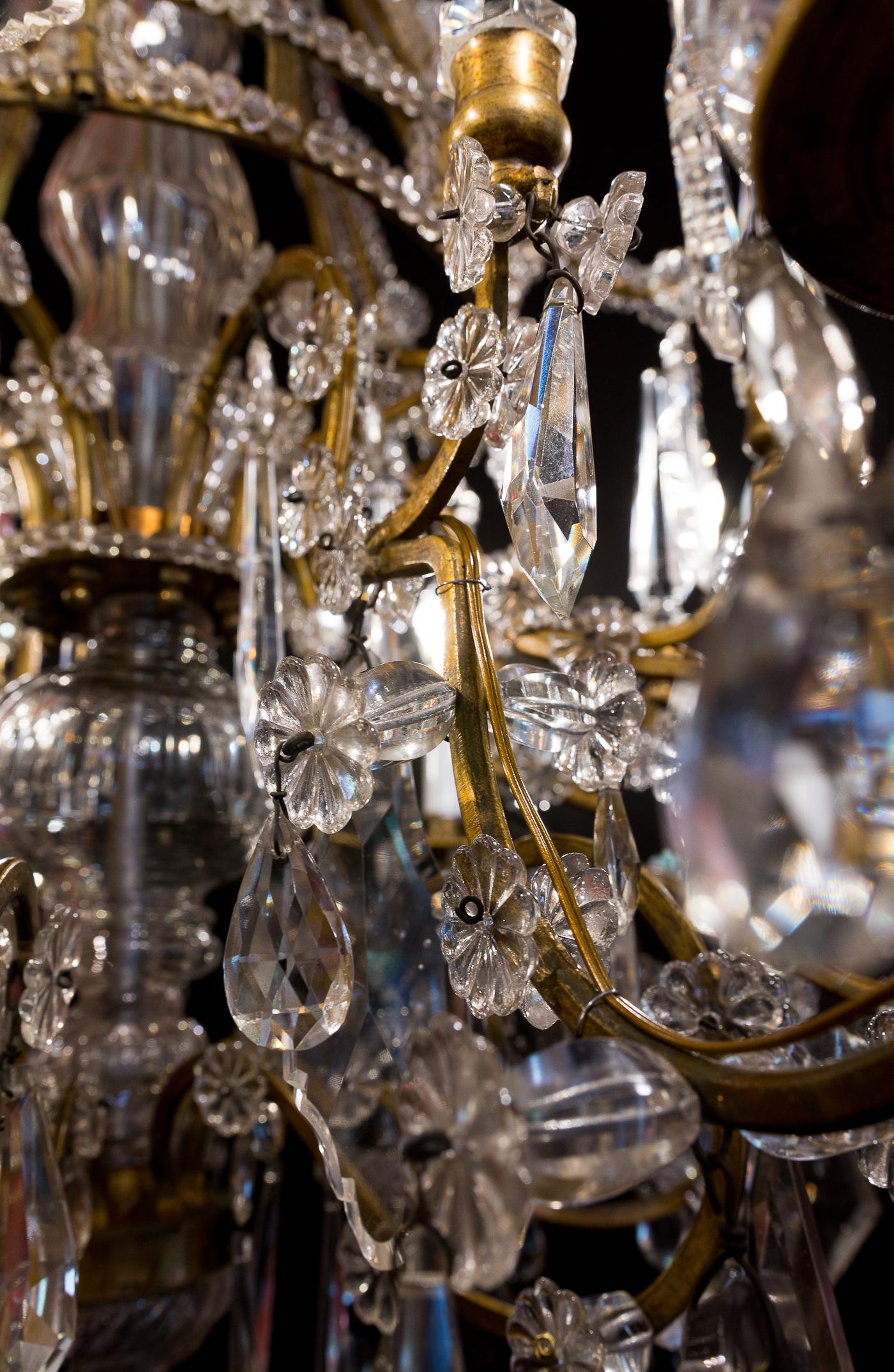 French Louis XVI Style, Gilt-Bronze and Cut-Crystal Chandelier by Maison Baguès 11