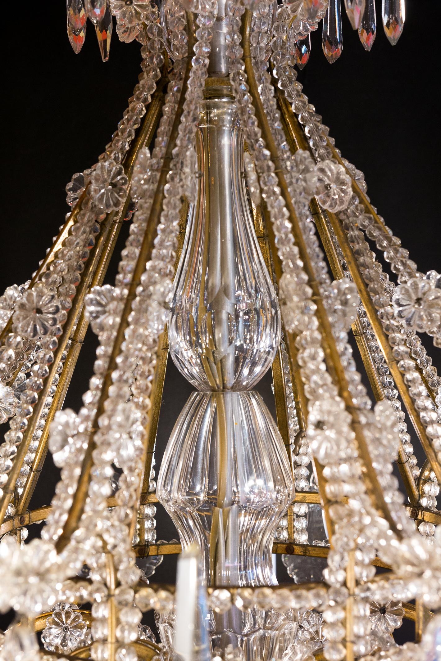 19th Century French Louis XVI Style, Gilt-Bronze and Cut-Crystal Chandelier by Maison Baguès