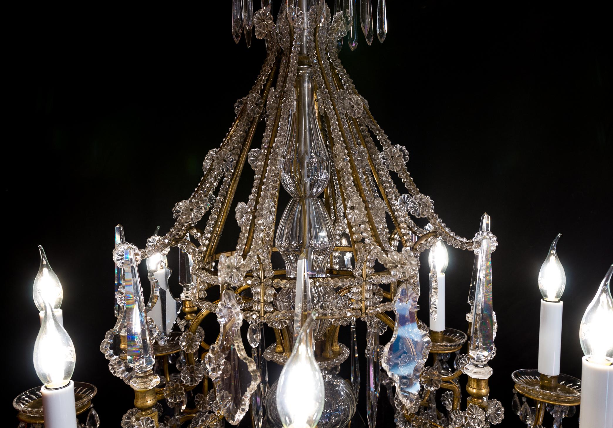 French Louis XVI Style, Gilt-Bronze and Cut-Crystal Chandelier by Maison Baguès 1