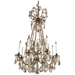 French Louis XVI Style Gilt Bronze and Cut Rock Crystal Multi Light Chandelier