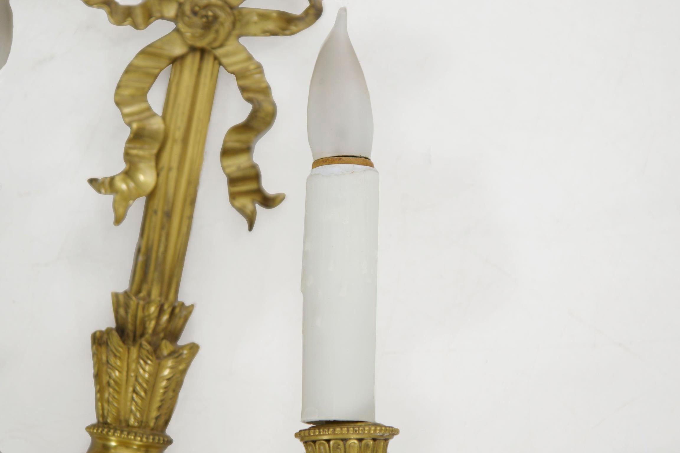 French Louis XVI Style Gilt Bronze Antique Candelabra Wall Sconce, 19th Century 7