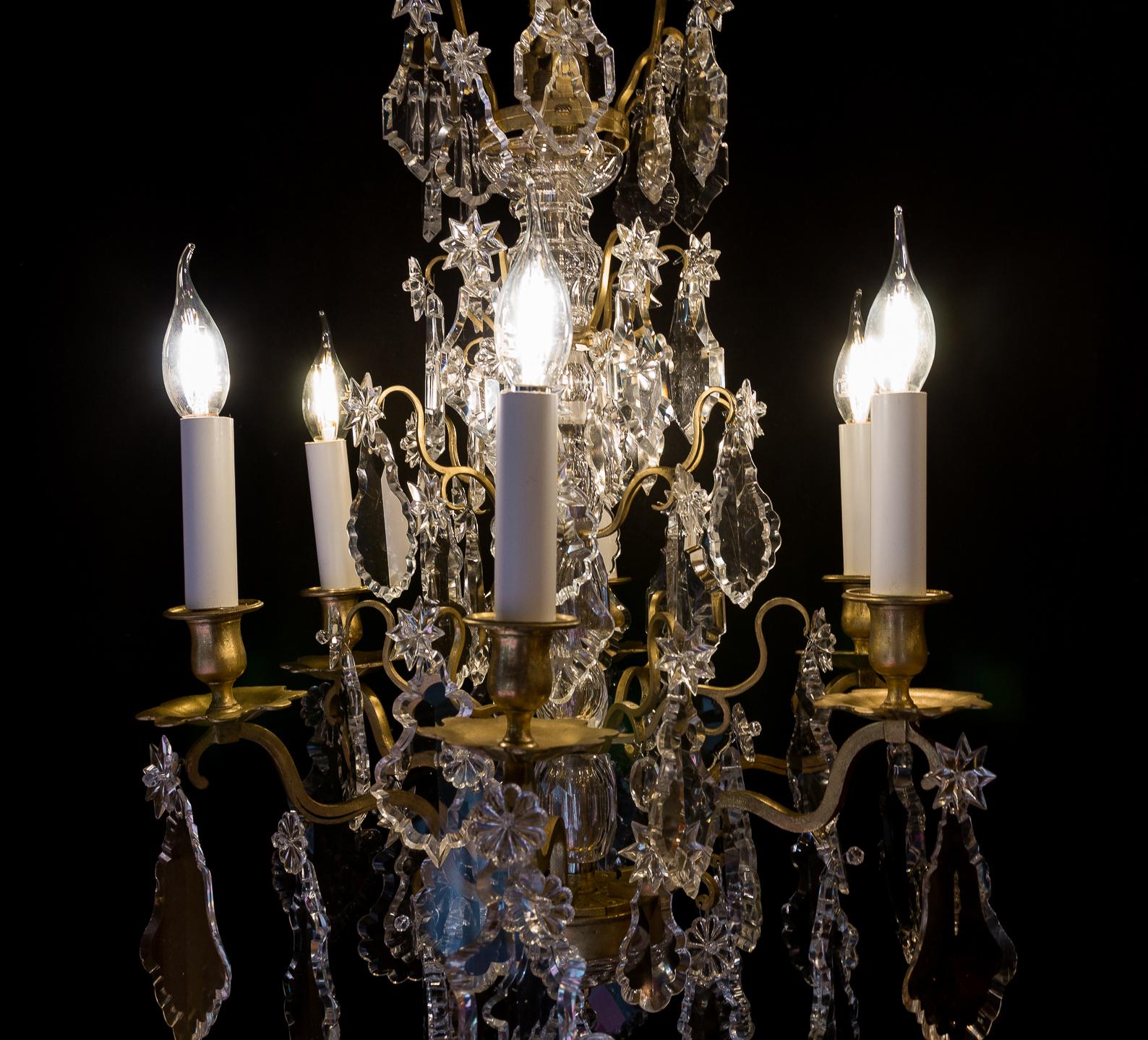 French Louis XVI Style Gilt-Bronze and Baccarat Crystal Chandelier, circa 1880 6