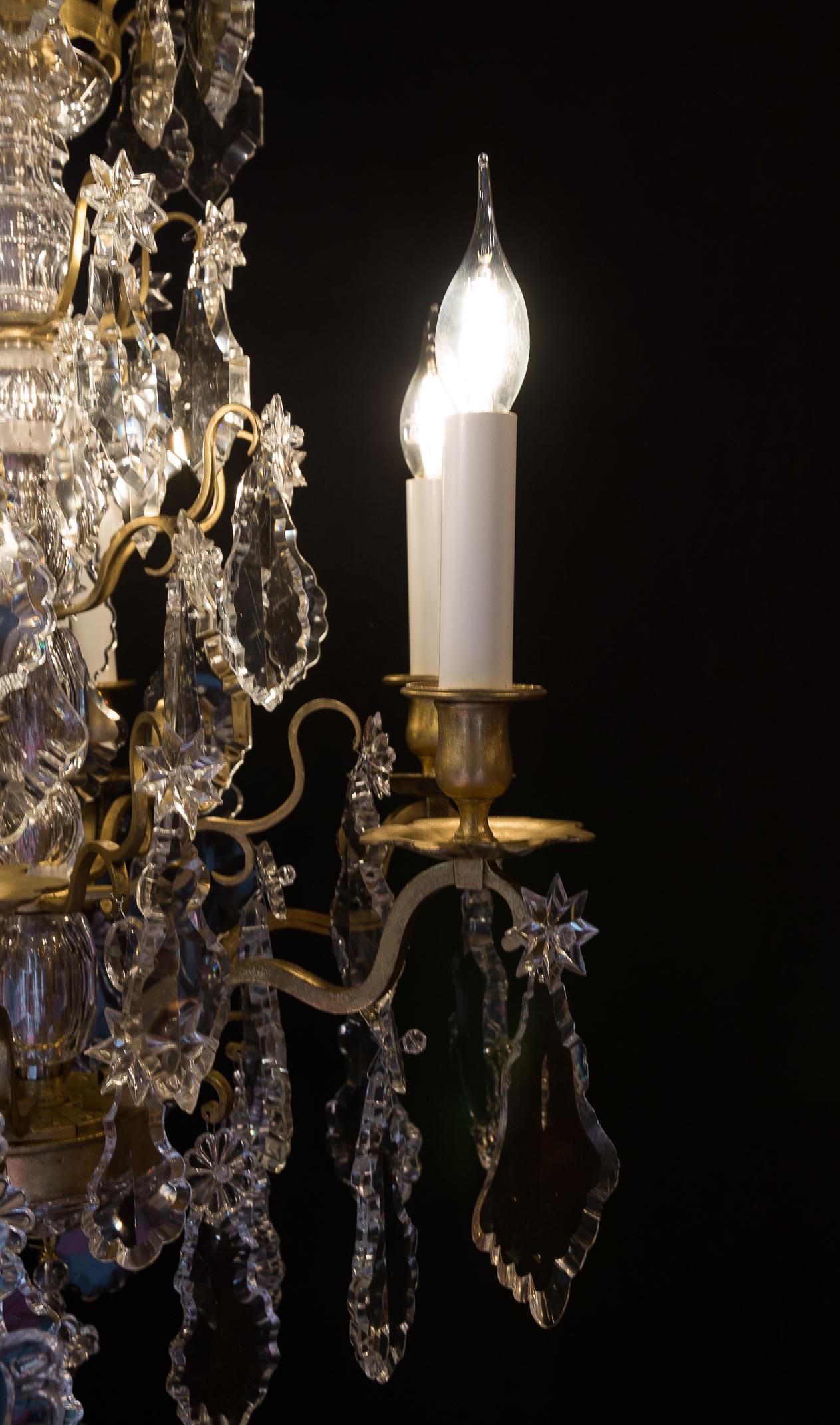 French Louis XVI Style Gilt-Bronze and Baccarat Crystal Chandelier, circa 1880 9
