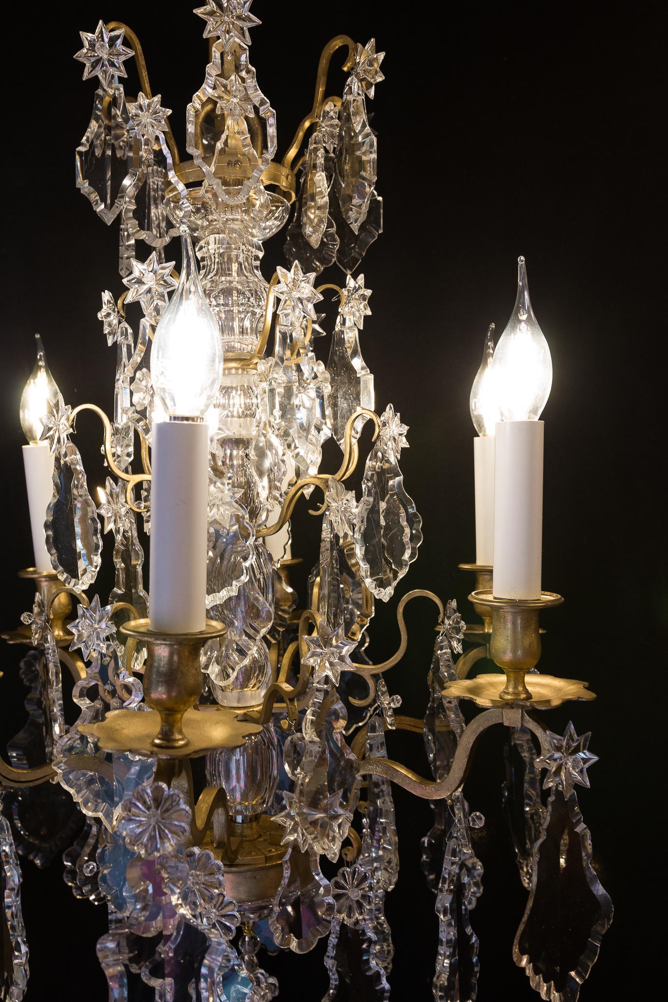 French Louis XVI Style Gilt-Bronze and Baccarat Crystal Chandelier, circa 1880 11