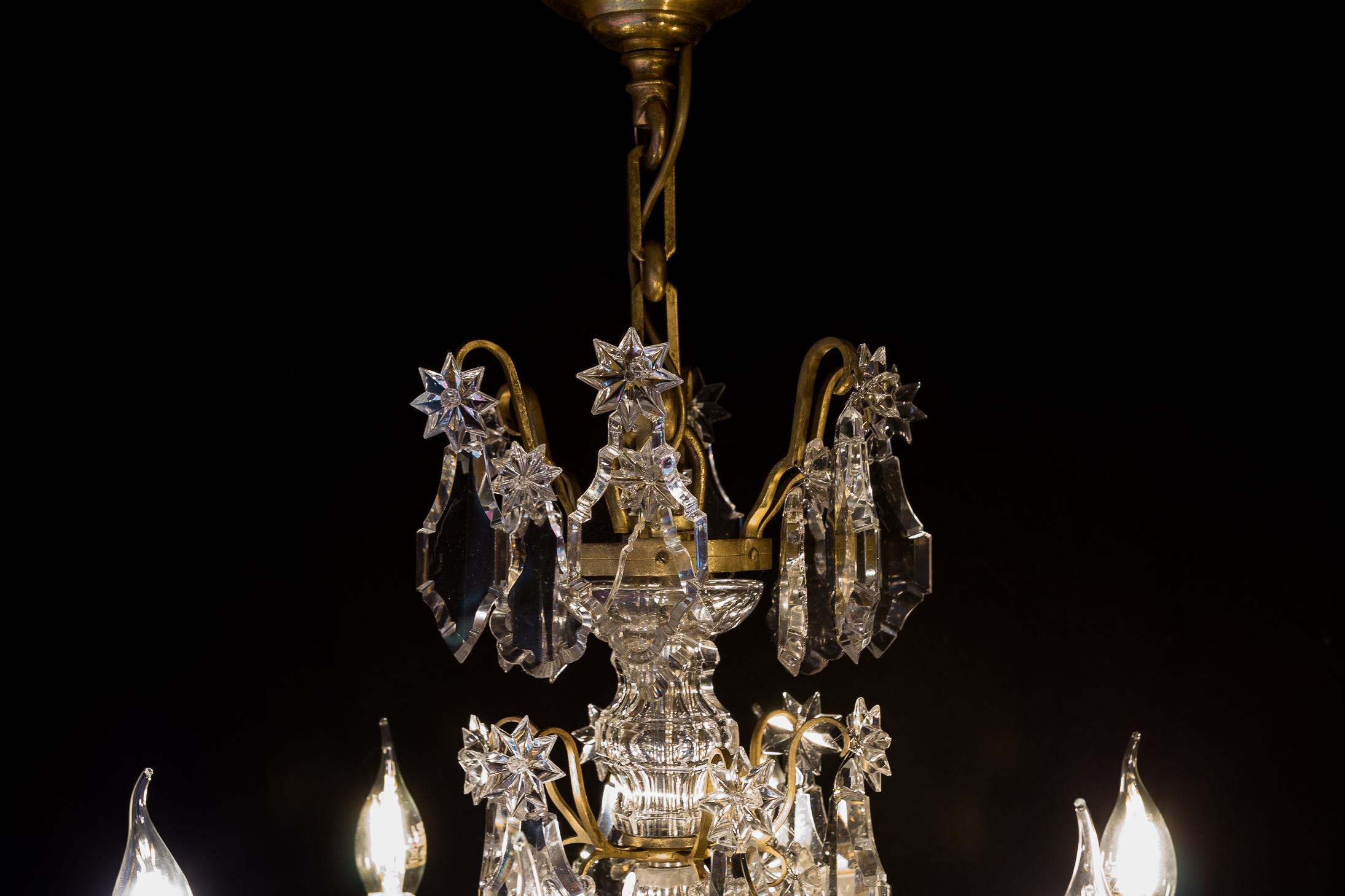 19th Century French Louis XVI Style Gilt-Bronze and Baccarat Crystal Chandelier, circa 1880
