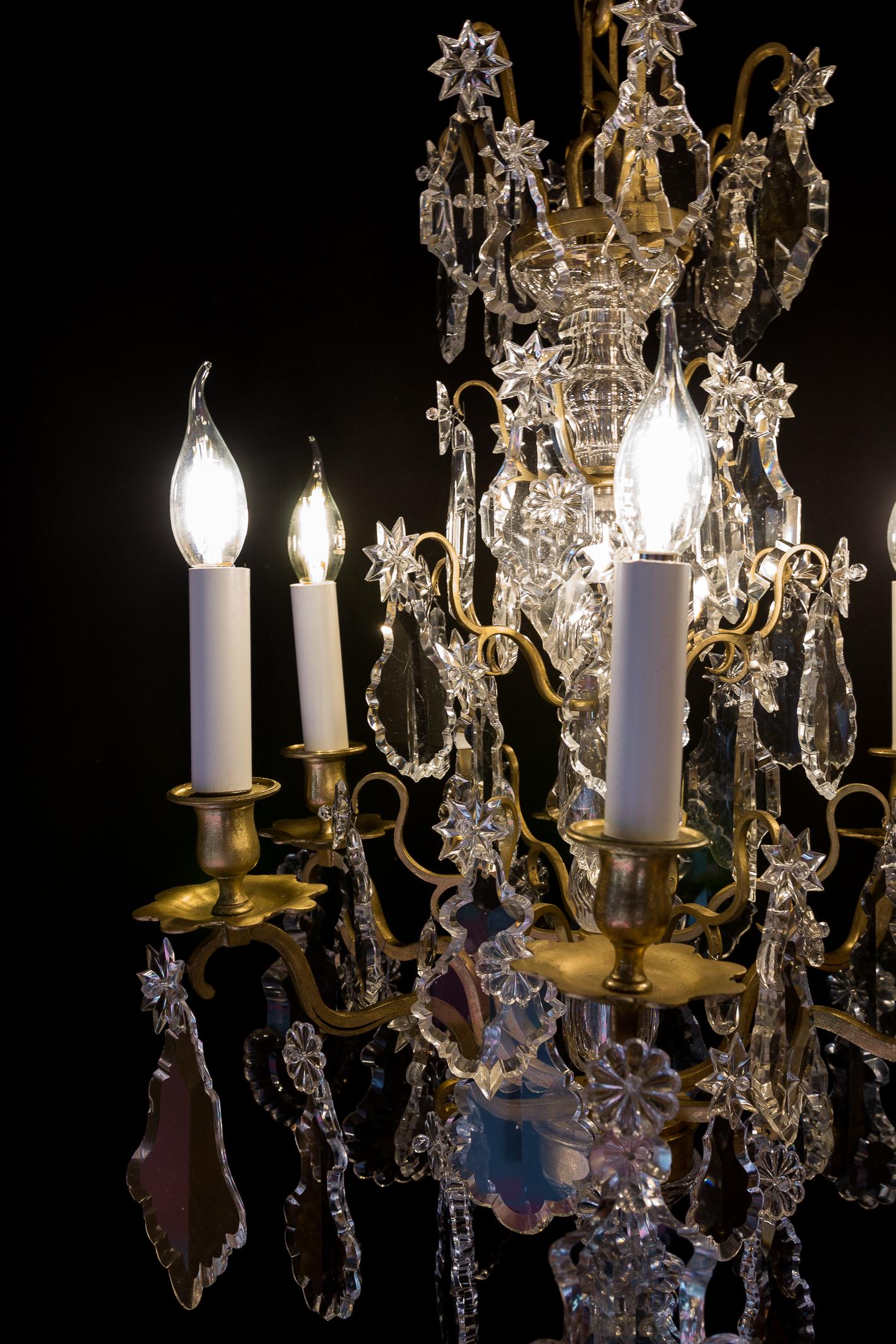 French Louis XVI Style Gilt-Bronze and Baccarat Crystal Chandelier, circa 1880 2