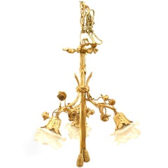 French Louis XVI Style Bronze Floral Chandelier