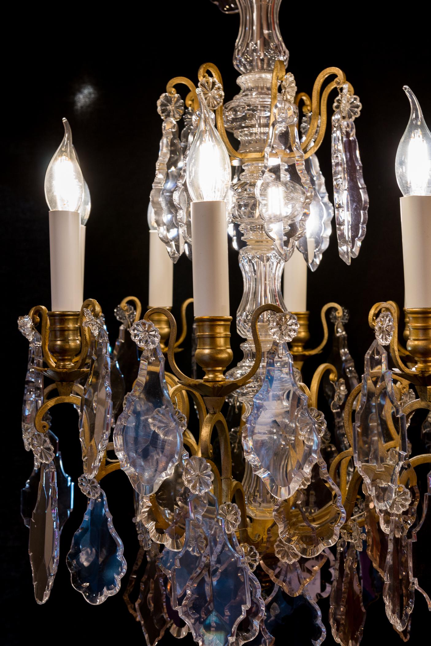French Louis XVI Style Gilt-Bronze and Crystal Chandelier, circa 1890-1910 6