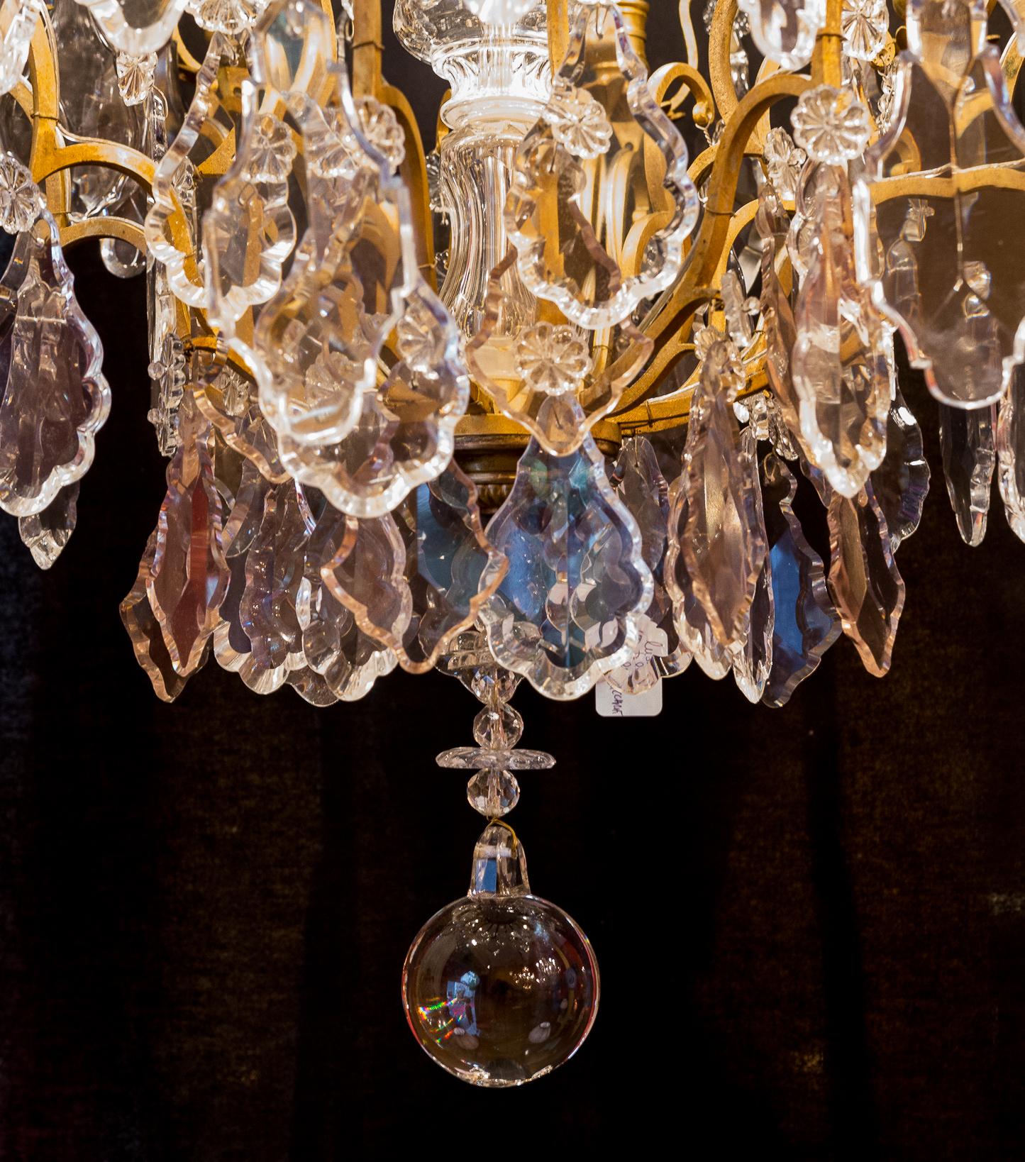French Louis XVI Style Gilt-Bronze and Crystal Chandelier, circa 1890-1910 9