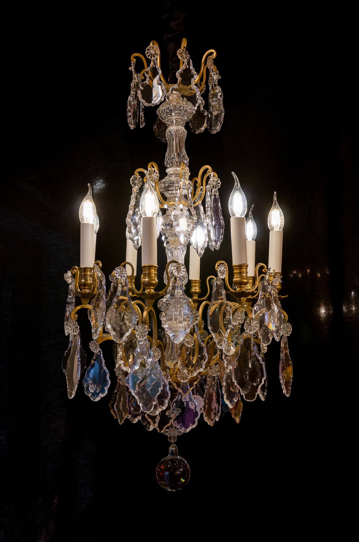 French Louis XVI Style Gilt-Bronze and Crystal Chandelier, circa 1890-1910 11