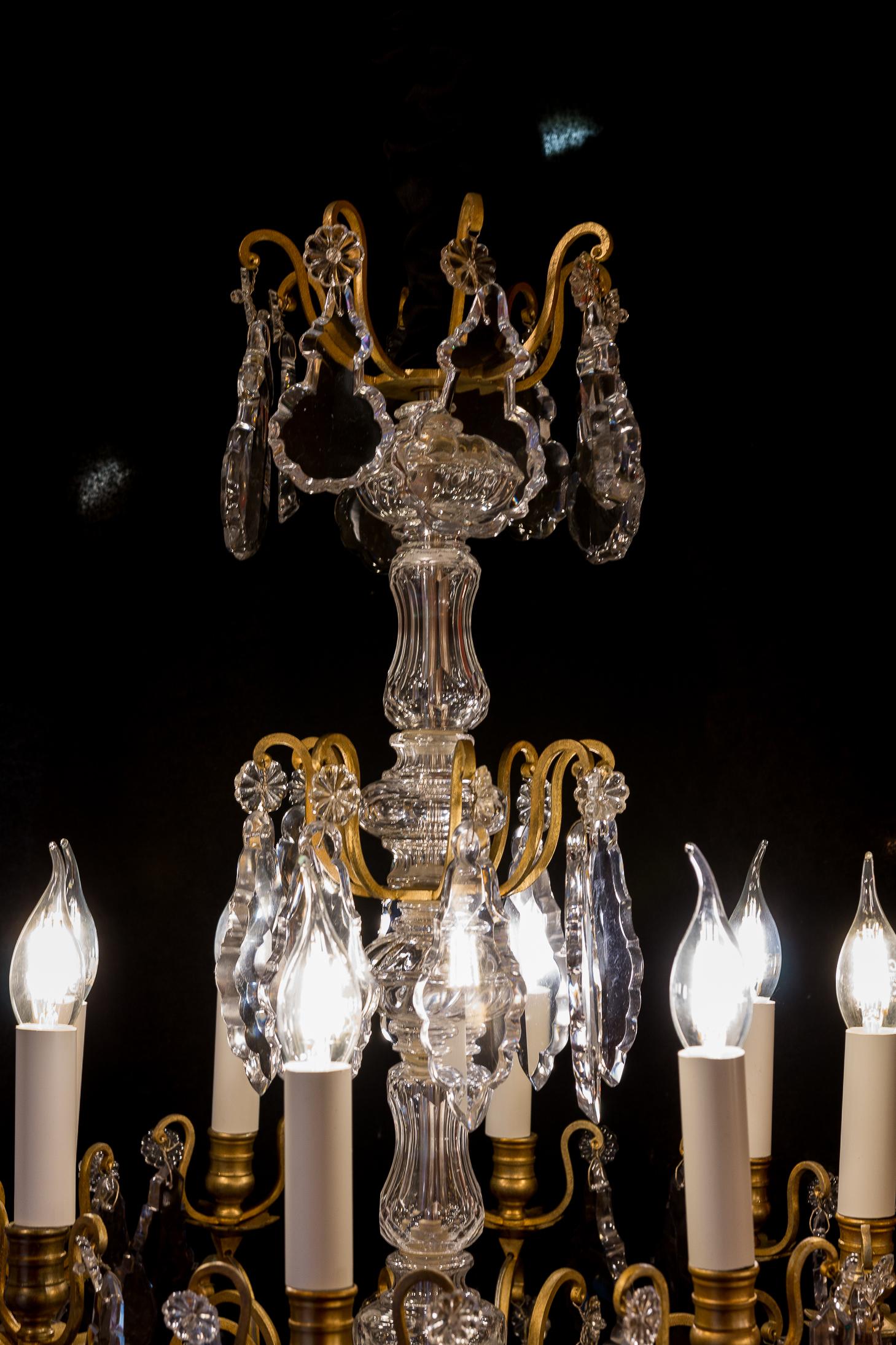 19th Century French Louis XVI Style Gilt-Bronze and Crystal Chandelier, circa 1890-1910