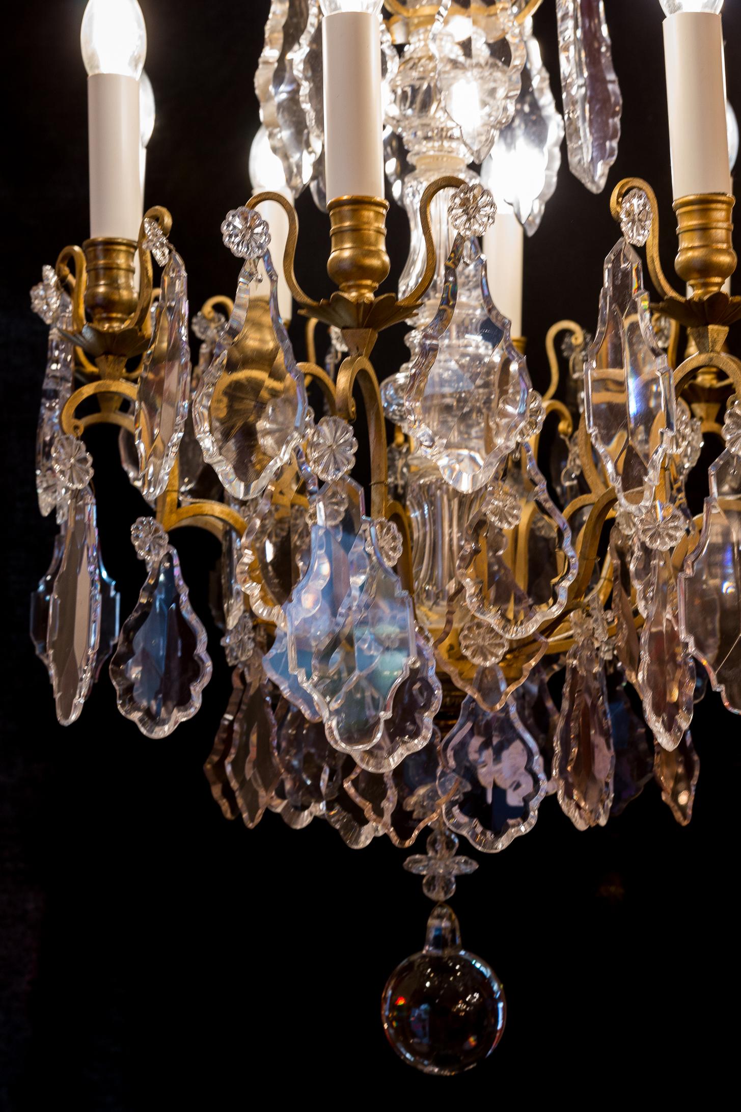French Louis XVI Style Gilt-Bronze and Crystal Chandelier, circa 1890-1910 4