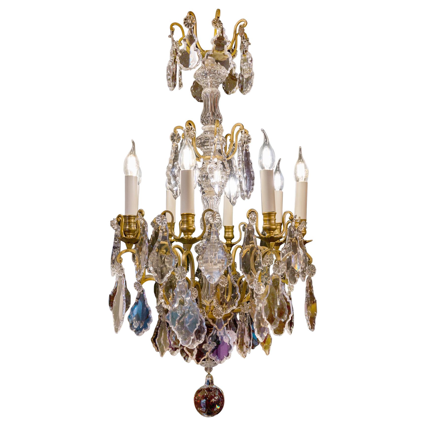 French Louis XVI Style Gilt-Bronze and Crystal Chandelier, circa 1890-1910