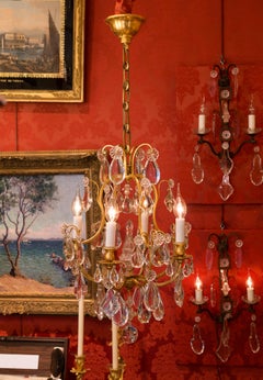 French Louis XVI Style Gilt Bronze and Cut Crystal Chandelier, circa 1890-1910