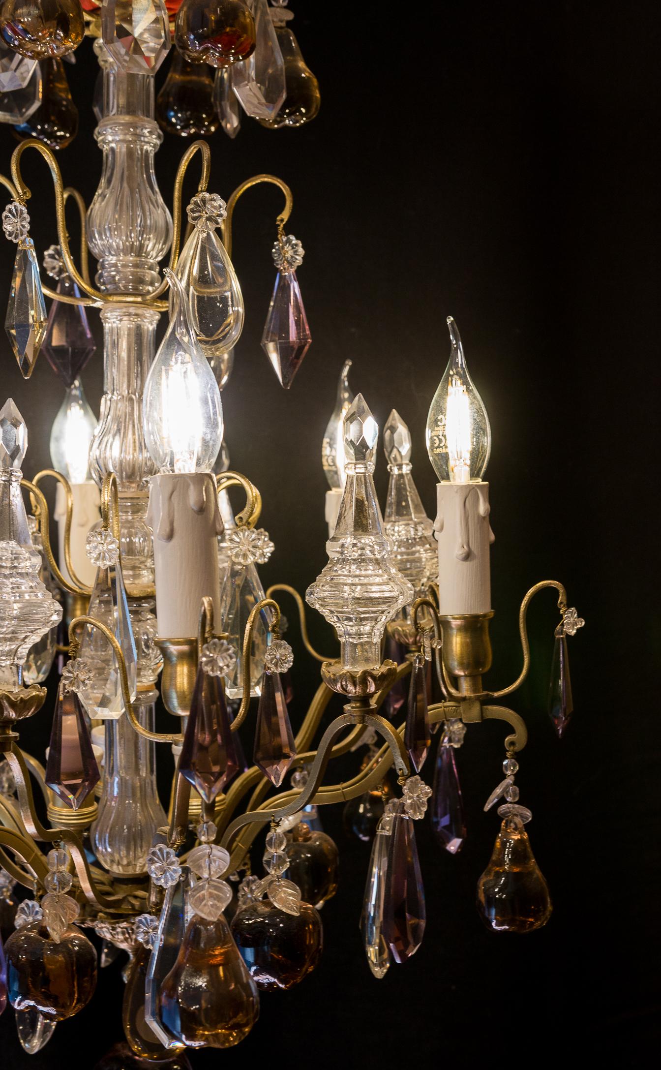 French Louis XVI Style Gilt-Bronze & Cut Crystal Small Chandelier Circa 1920 7