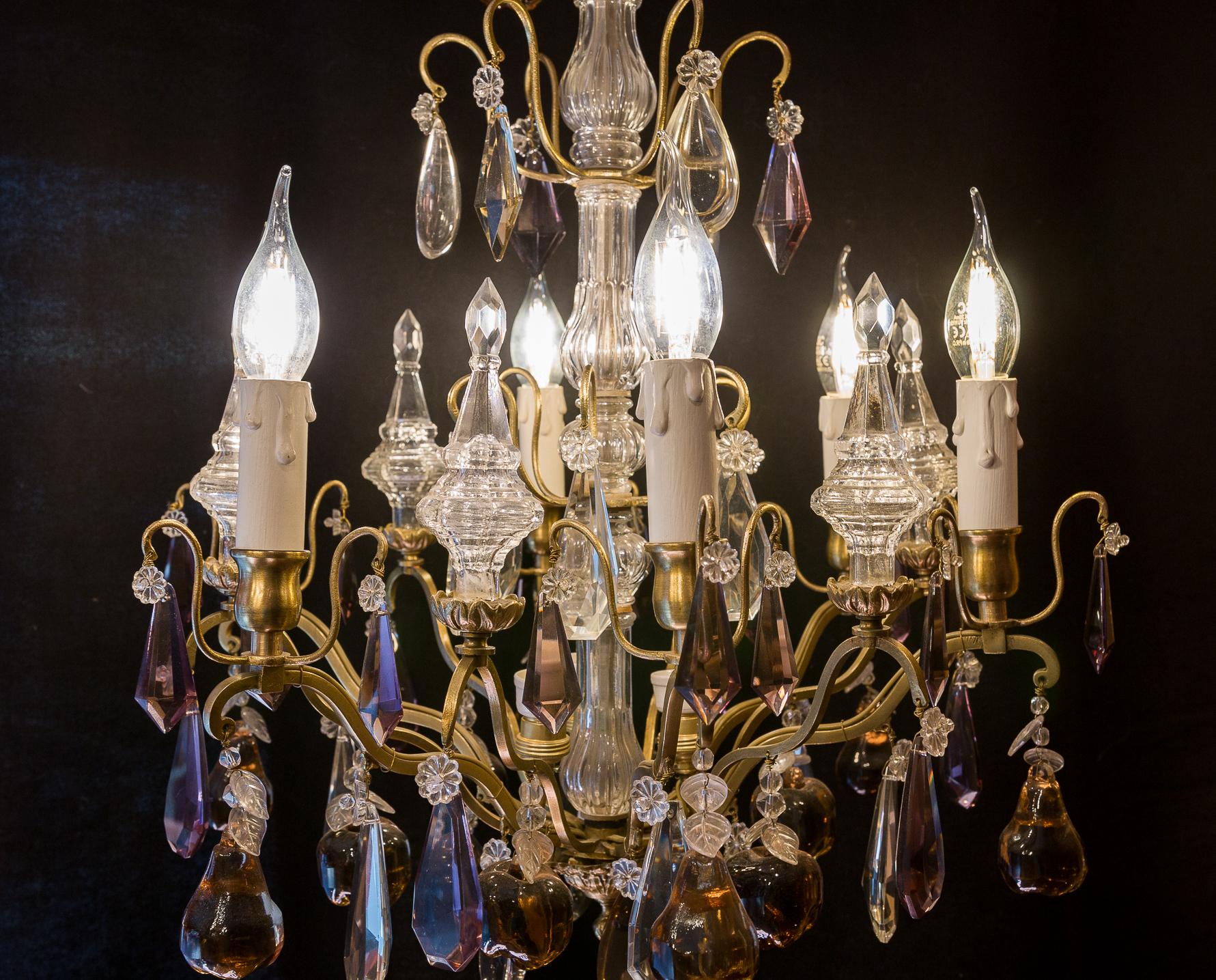 French Louis XVI Style Gilt-Bronze & Cut Crystal Small Chandelier Circa 1920 2