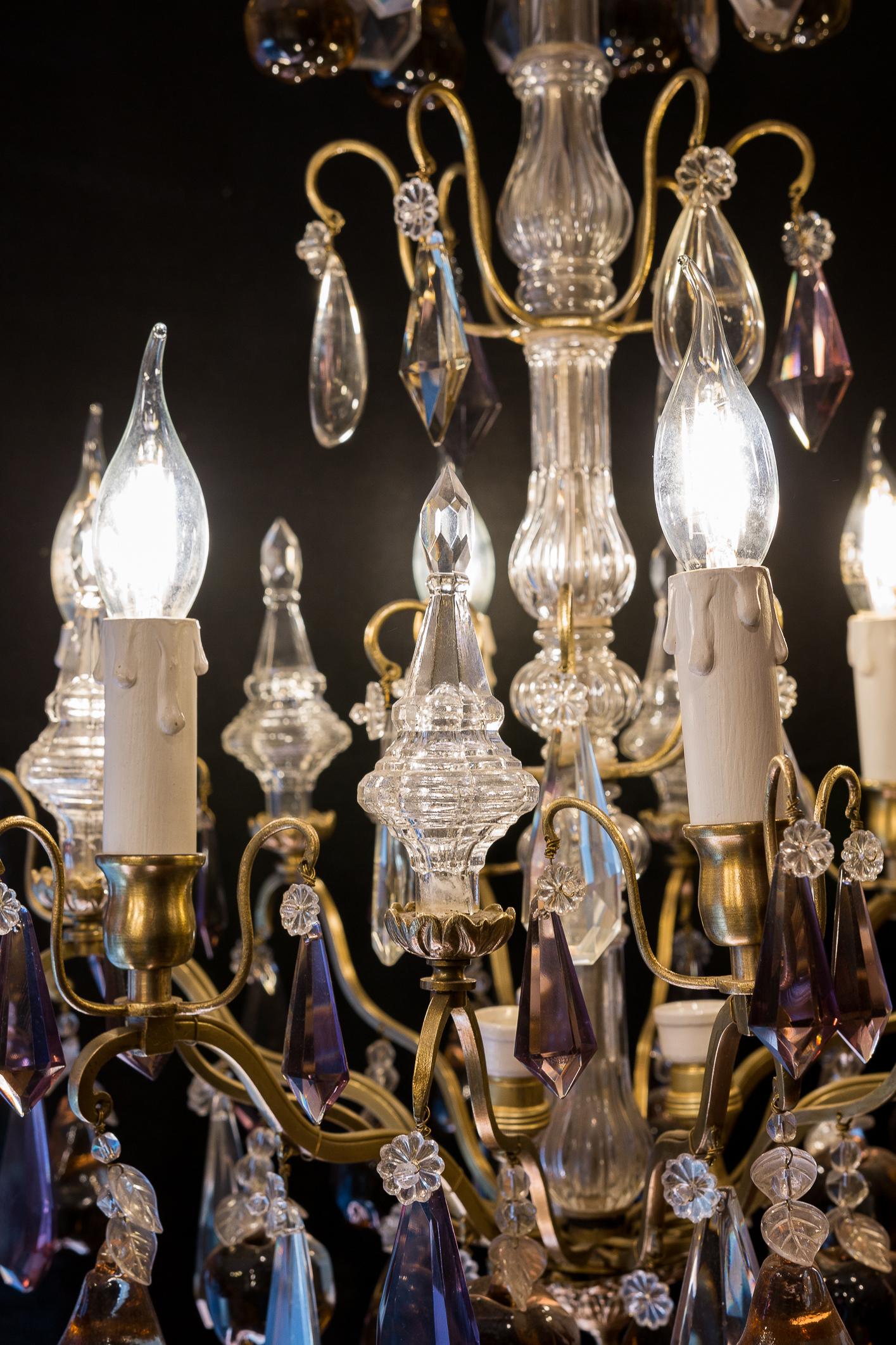 French Louis XVI Style Gilt-Bronze & Cut Crystal Small Chandelier Circa 1920 3