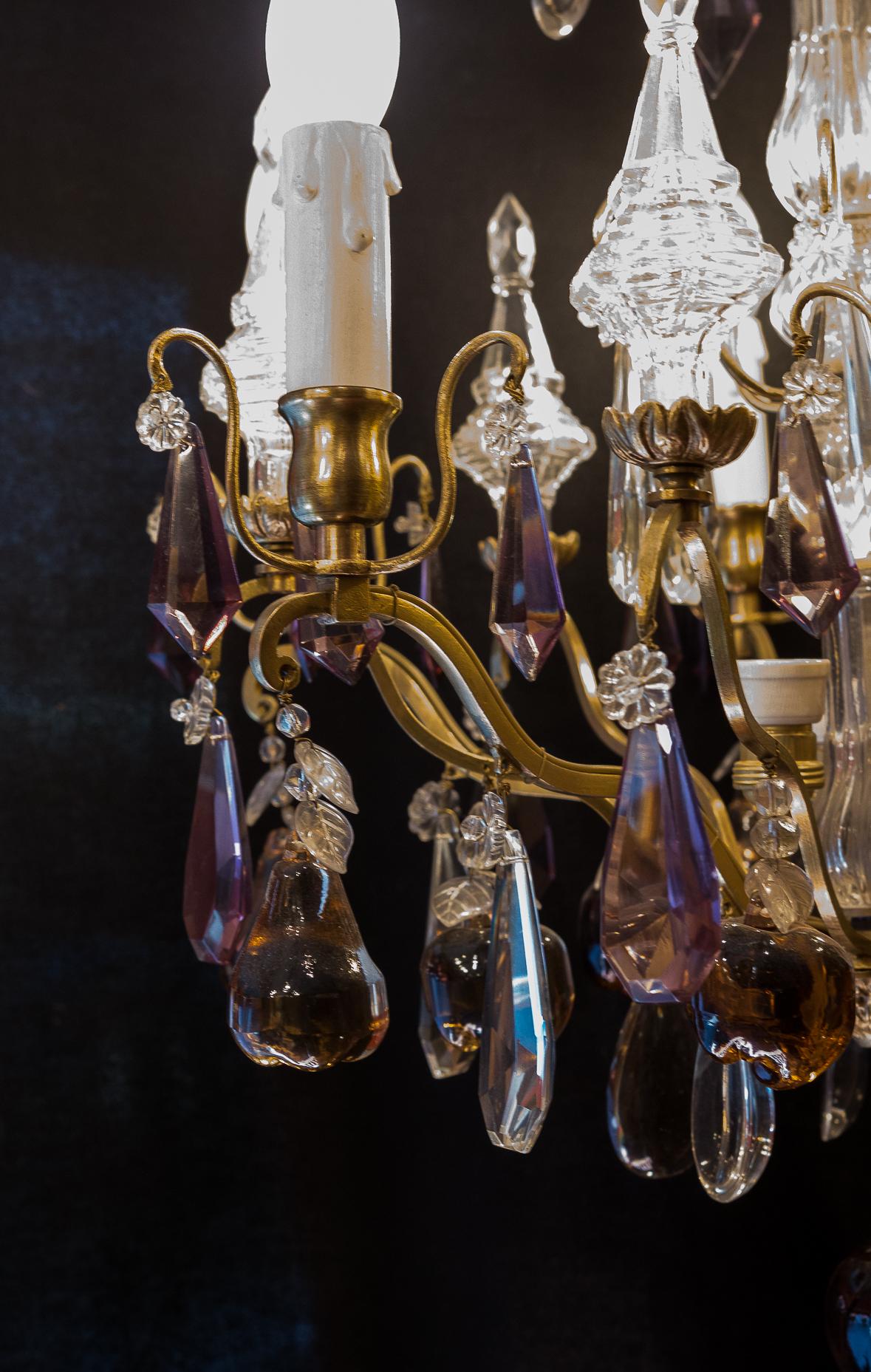 French Louis XVI Style Gilt-Bronze & Cut Crystal Small Chandelier Circa 1920 4