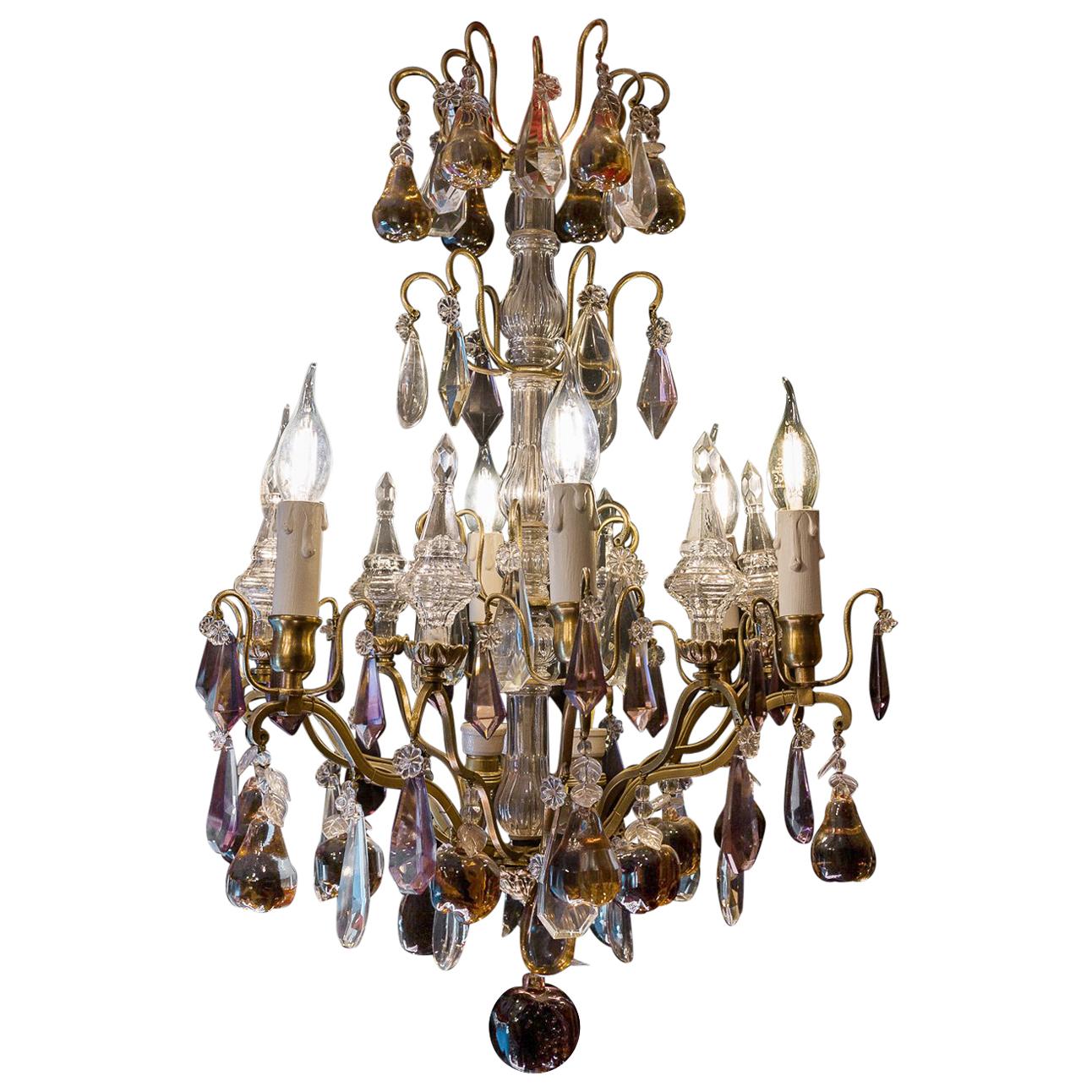 French Louis XVI Style Gilt-Bronze & Cut Crystal Small Chandelier Circa 1920