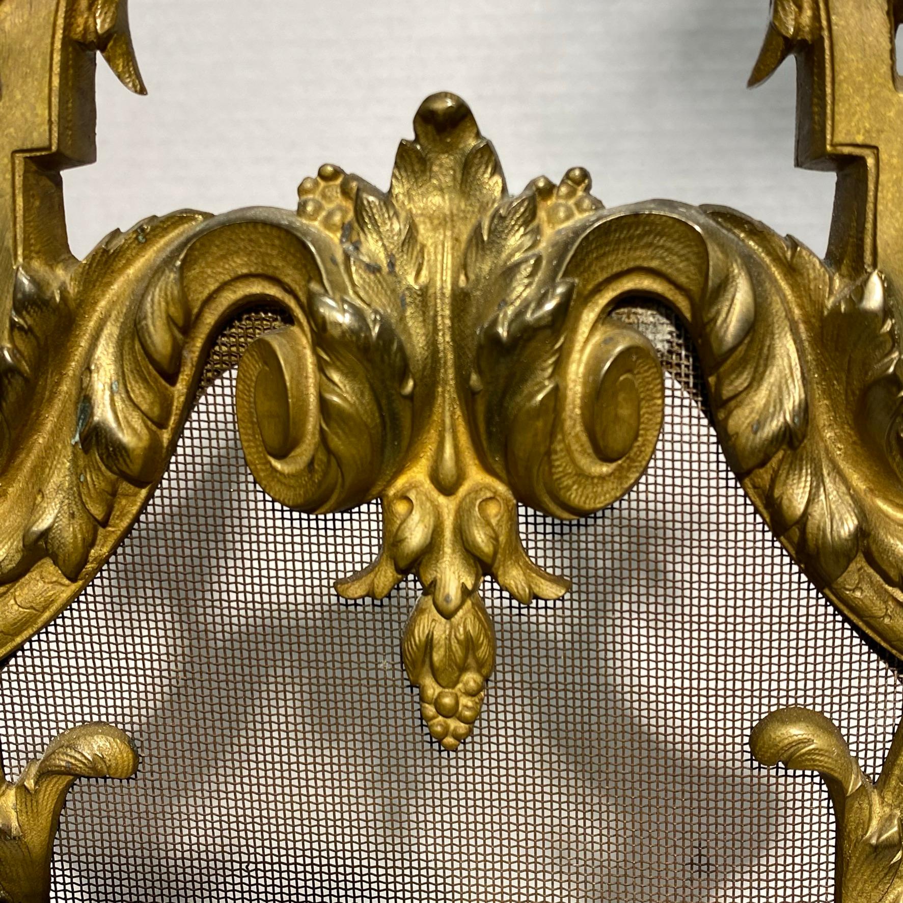 French Louis XVI Style Gilt Bronze Fireplace Screen 5
