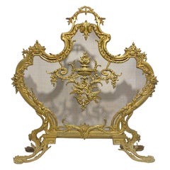 French Louis XVI Style Gilt Bronze Fireplace Screen