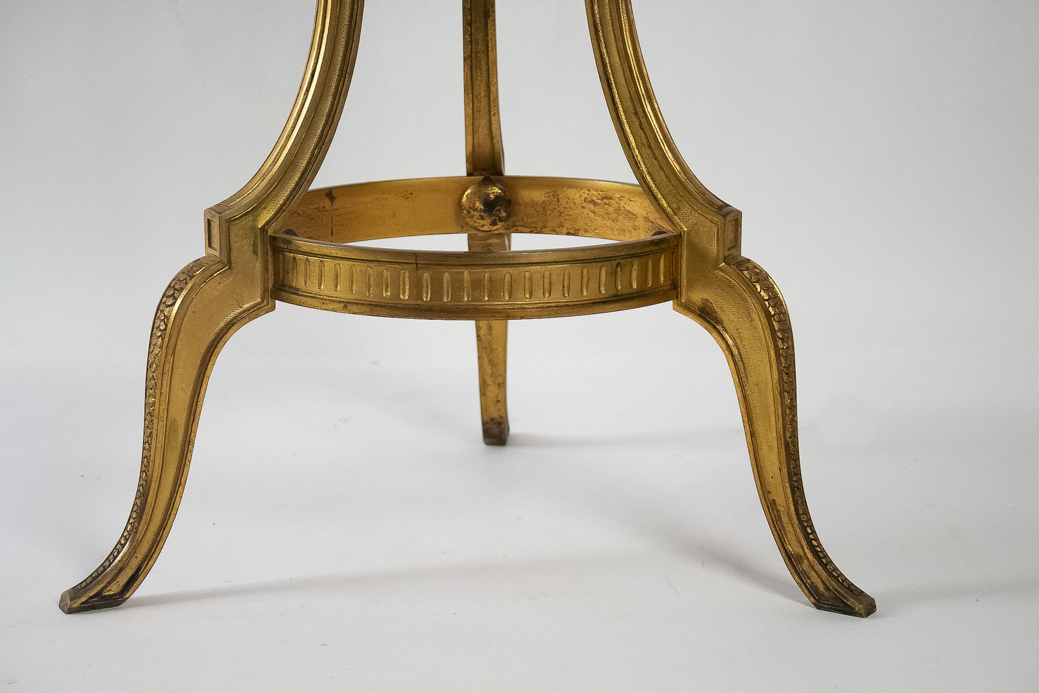 French Louis XVI Style Gilt-Bronze Gueridon Table and Marquetry Marble-Top 8