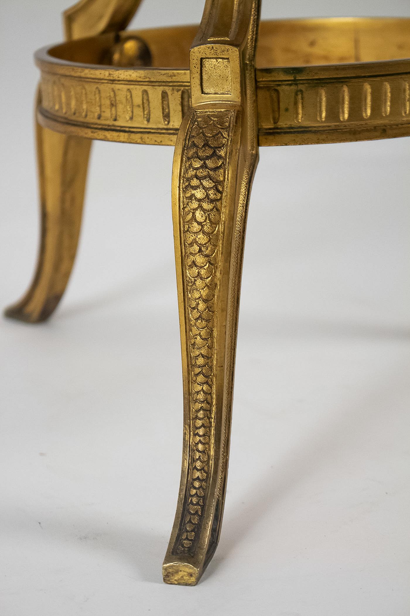 French Louis XVI Style Gilt-Bronze Gueridon Table and Marquetry Marble-Top 9