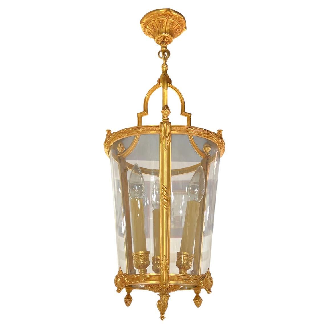 French Louis XVI style  Gilt Bronze Lantern Chandelier