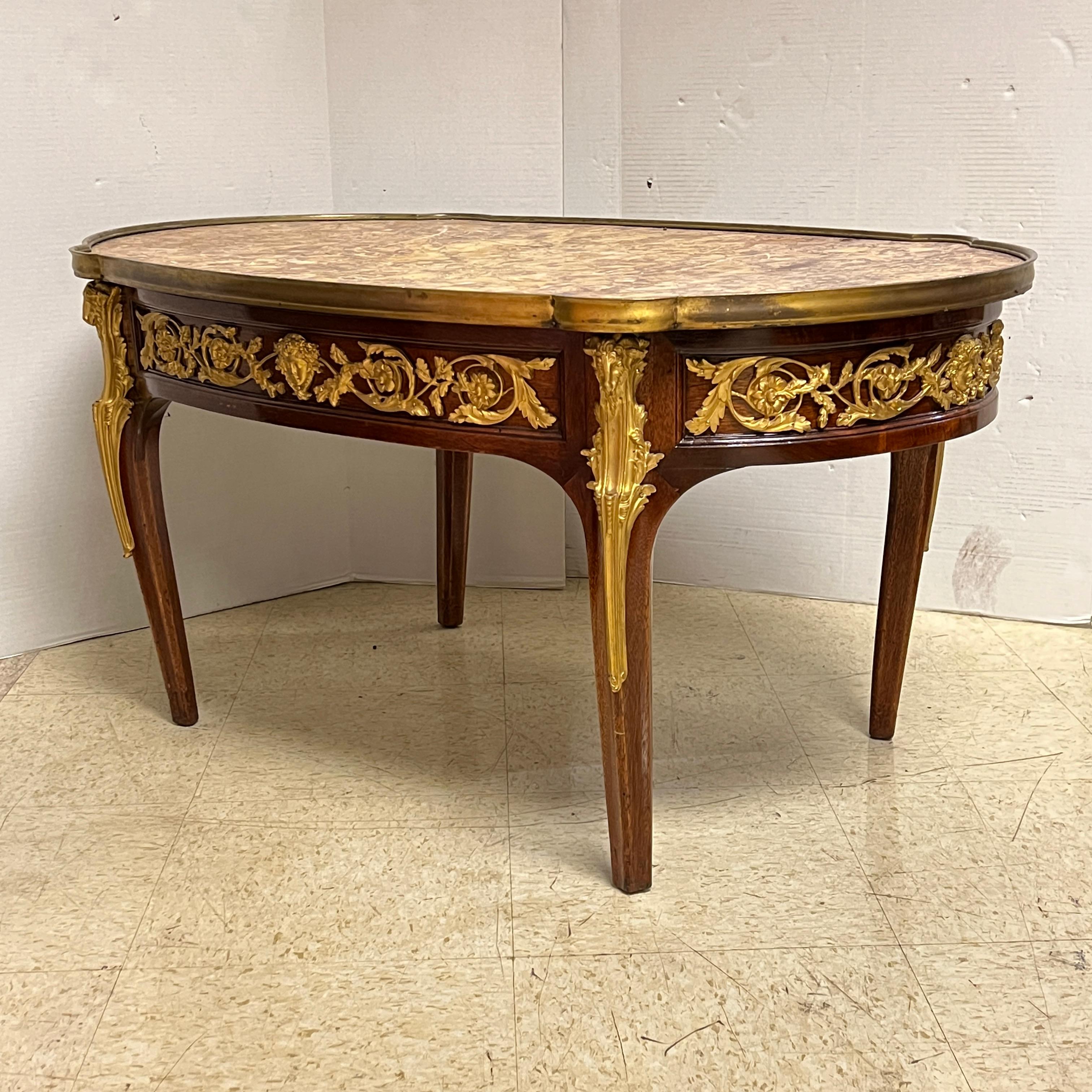 French Louis XVI Style Gilt Bronze Mounted Coffee Table For Sale 2