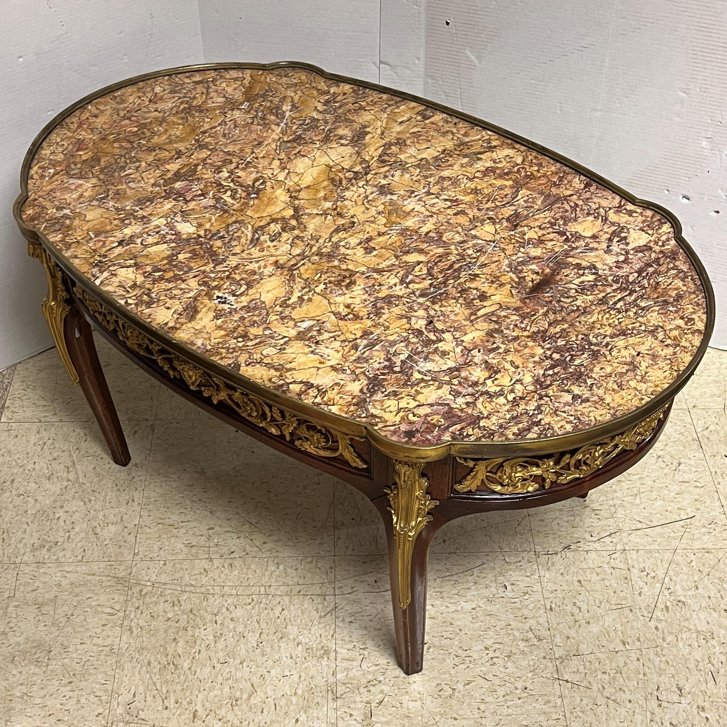 French Louis XVI Style Gilt Bronze Mounted Coffee Table For Sale 4