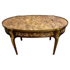 French Louis XVI Style Gilt Bronze Mounted Coffee Table