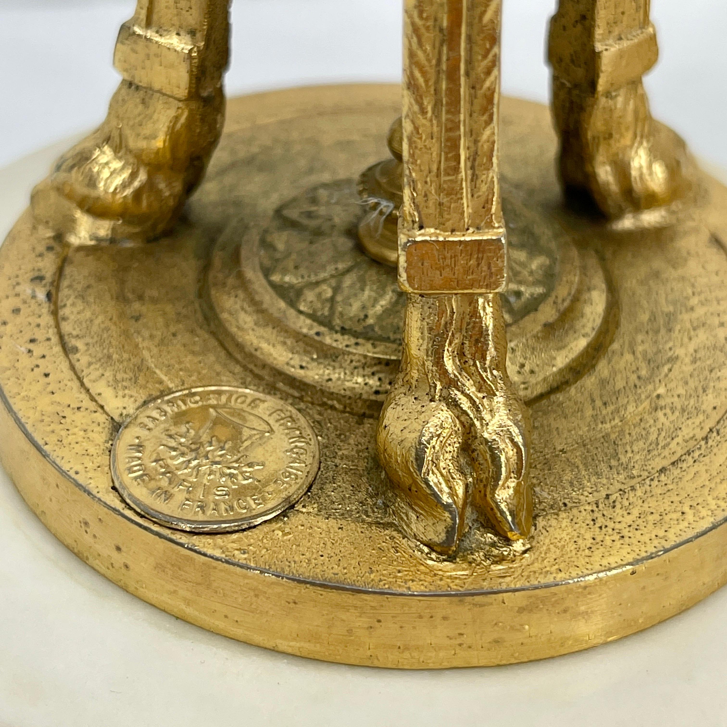 French Louis XVI Style Gilt Bronze-Mounted White Marble Urns 3