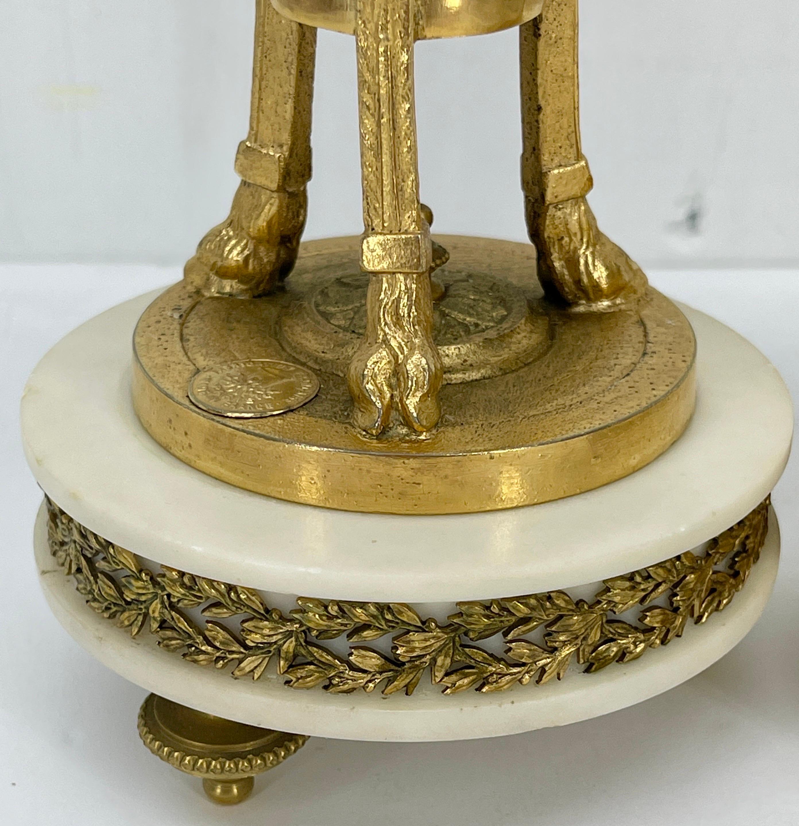 French Louis XVI Style Gilt Bronze-Mounted White Marble Urns 5