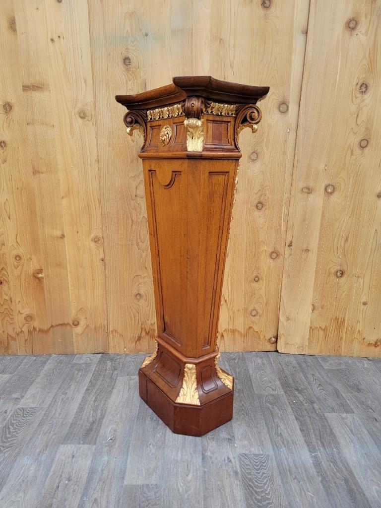 French Louis XVI Style Gilt Bronze Ormolu Mounted Floral Marquetry Pedestal For Sale 5