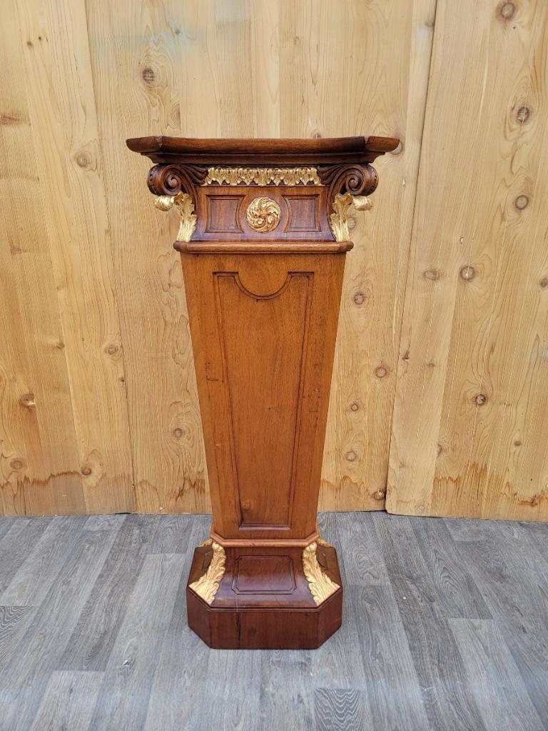 French Louis XVI Style Gilt Bronze Ormolu Mounted Floral Marquetry Pedestal For Sale 6