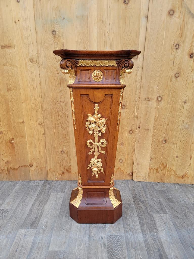 Antique French Louis XVI Style Gilt Bronze Ormolu Mounted Floral Marquetry Pedestal Stand

Circa 1890

Dimensions

H 54”
W 19”
D 14”
