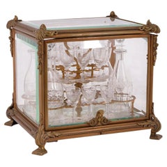 Antique French Louis XVI Style Gilt Bronze Tantalus and Glassware Set