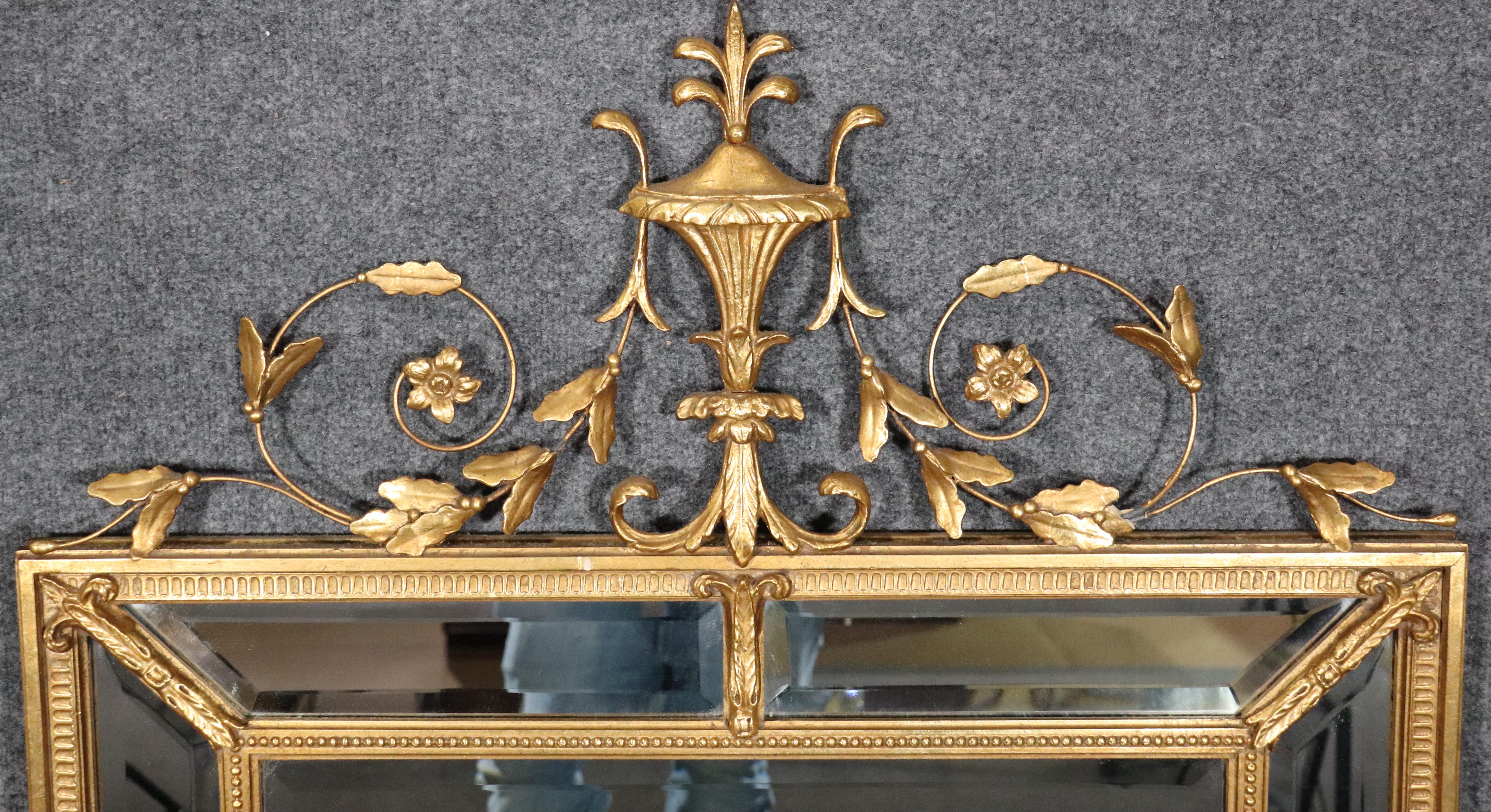 North American French Louis XVI Style Gilt Carved Beveled Glass Wall Hanging Mirror by Friedman