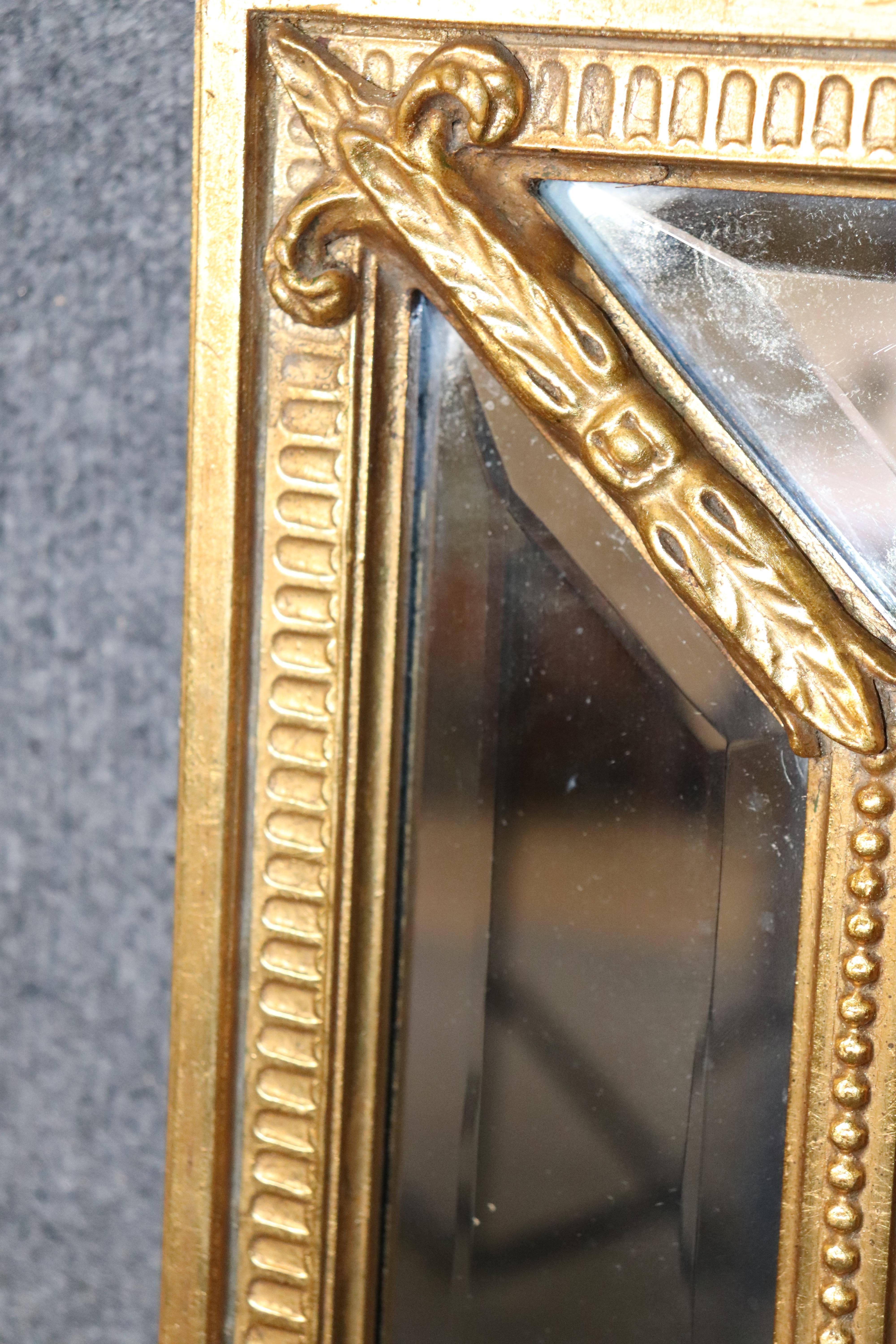 Gesso French Louis XVI Style Gilt Carved Beveled Glass Wall Hanging Mirror by Friedman
