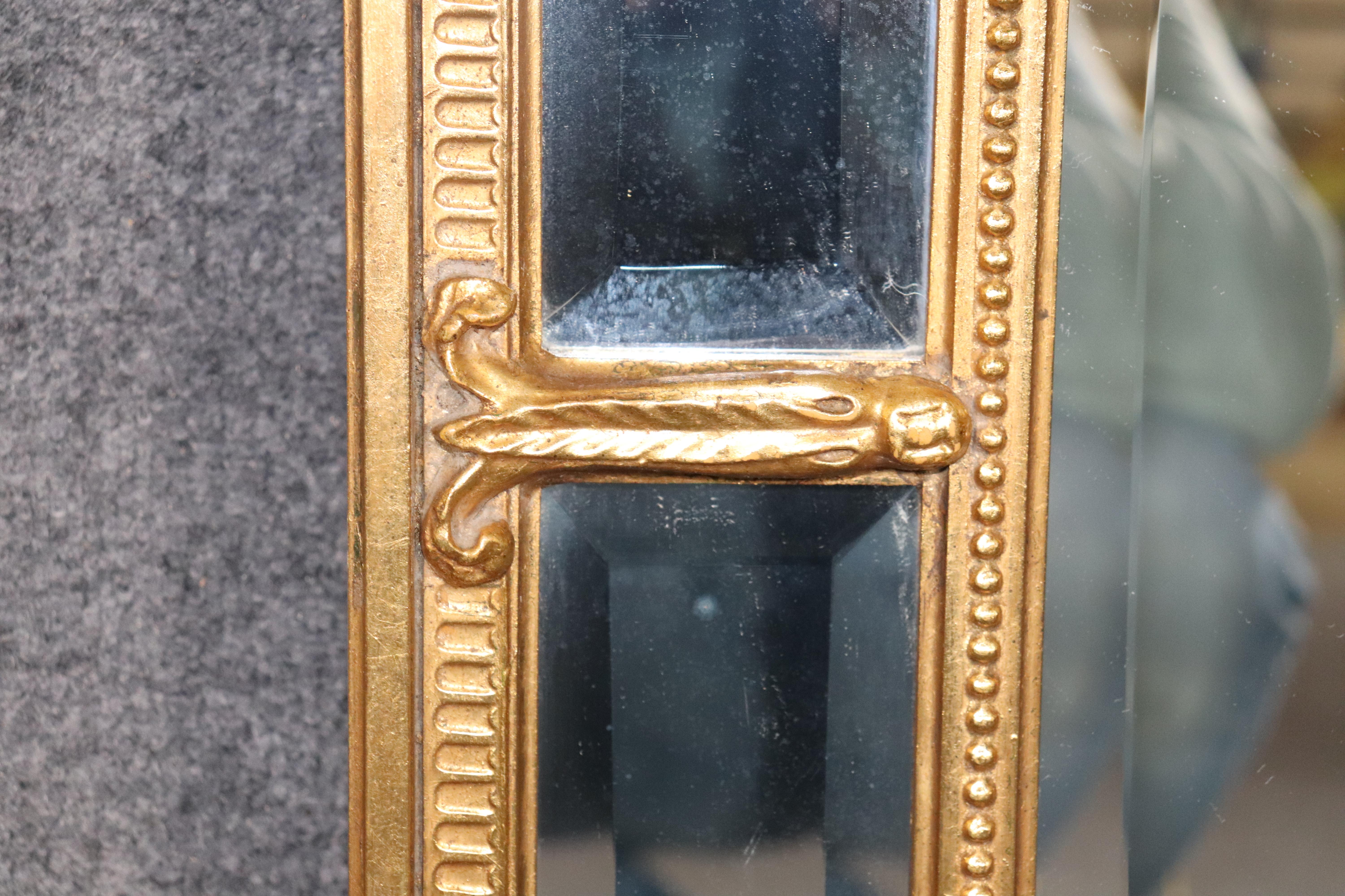 French Louis XVI Style Gilt Carved Beveled Glass Wall Hanging Mirror by Friedman 1