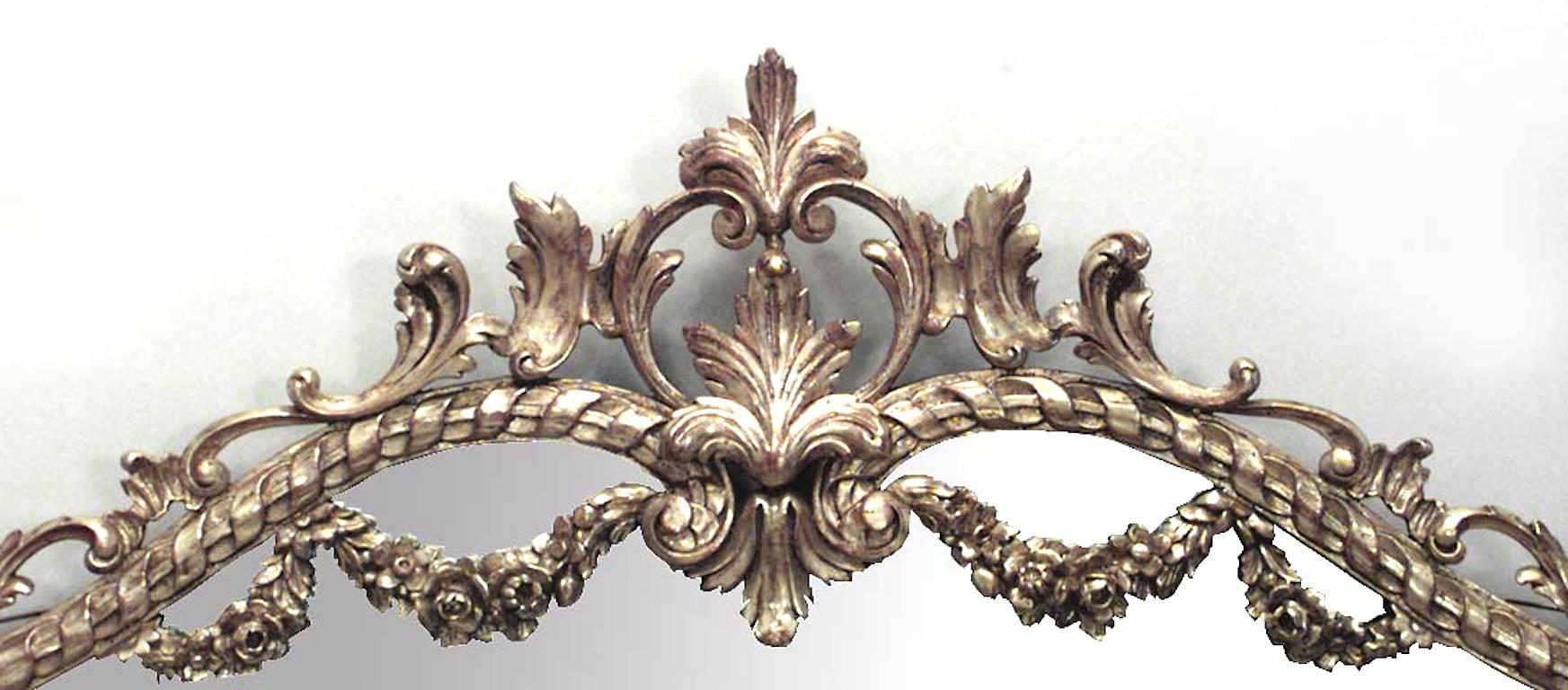 French Louis XVI-style (19/20th Century) horizontal carved giltwood wall mirror with four festoons and cornucopia floral sides (Related item: 032632A)
