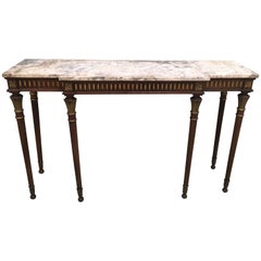 French Louis XVI Style Gilt Decorated Wooden Console Table with Marble Top