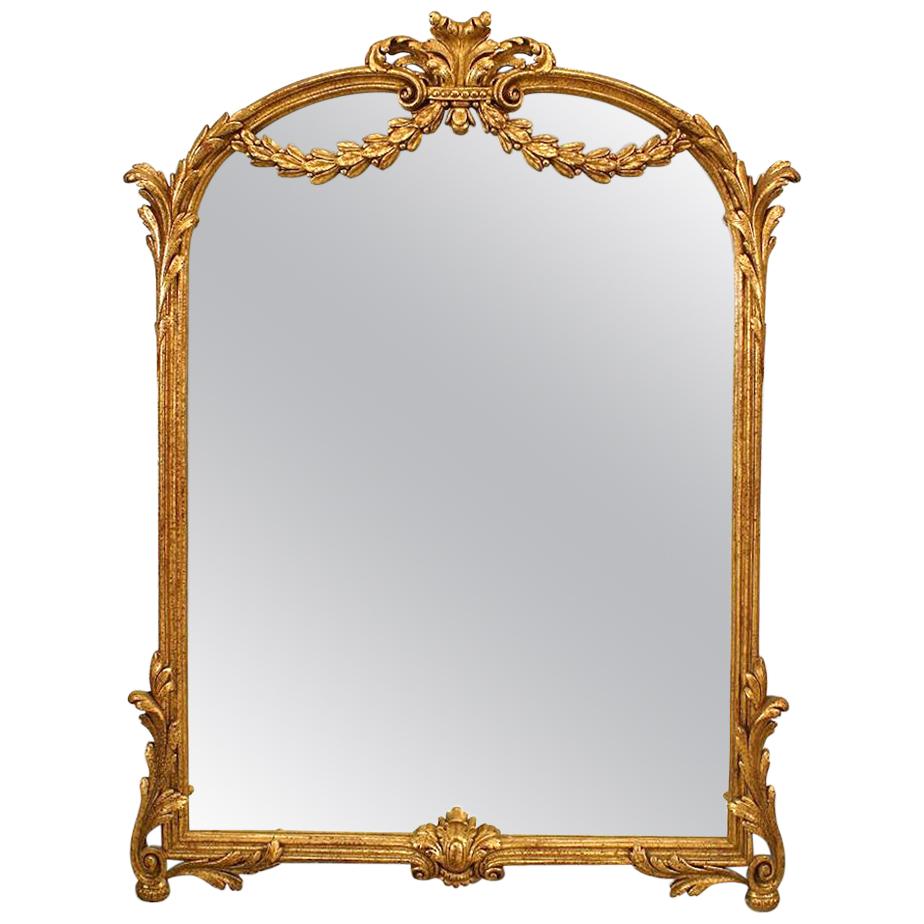 French Louis XVI Style Gilt Framed Wall Mirror