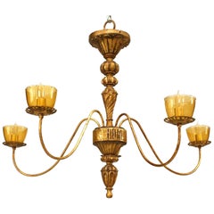 Lampadario francese in metallo dorato e Wood in stile Luigi XVI