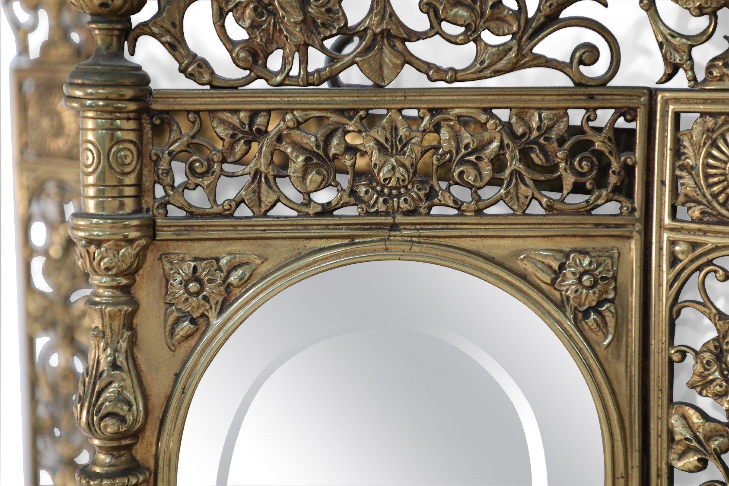 French Louis XVI Style Gilt Metal Filigree and Mirror Triangular Wall Shelf 2