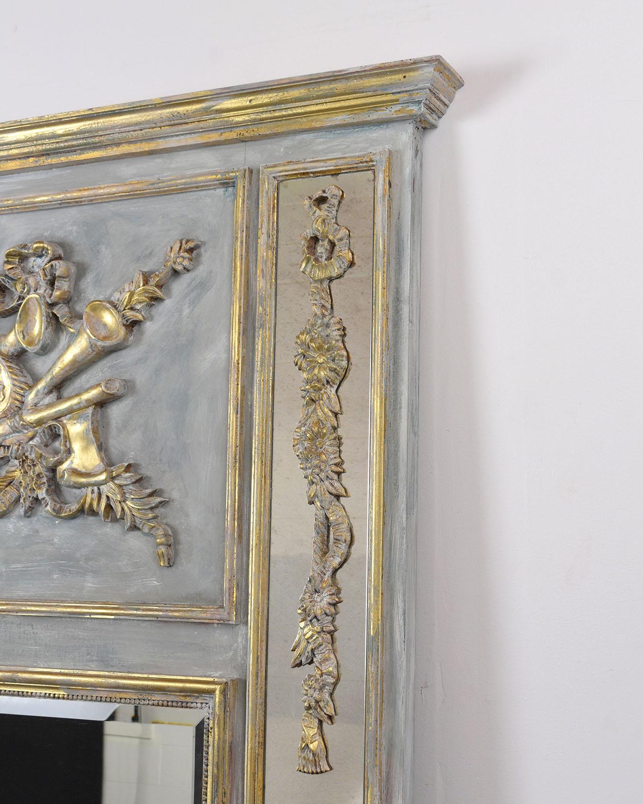 Hand-Carved French Louis XVI Trumeau Mirror
