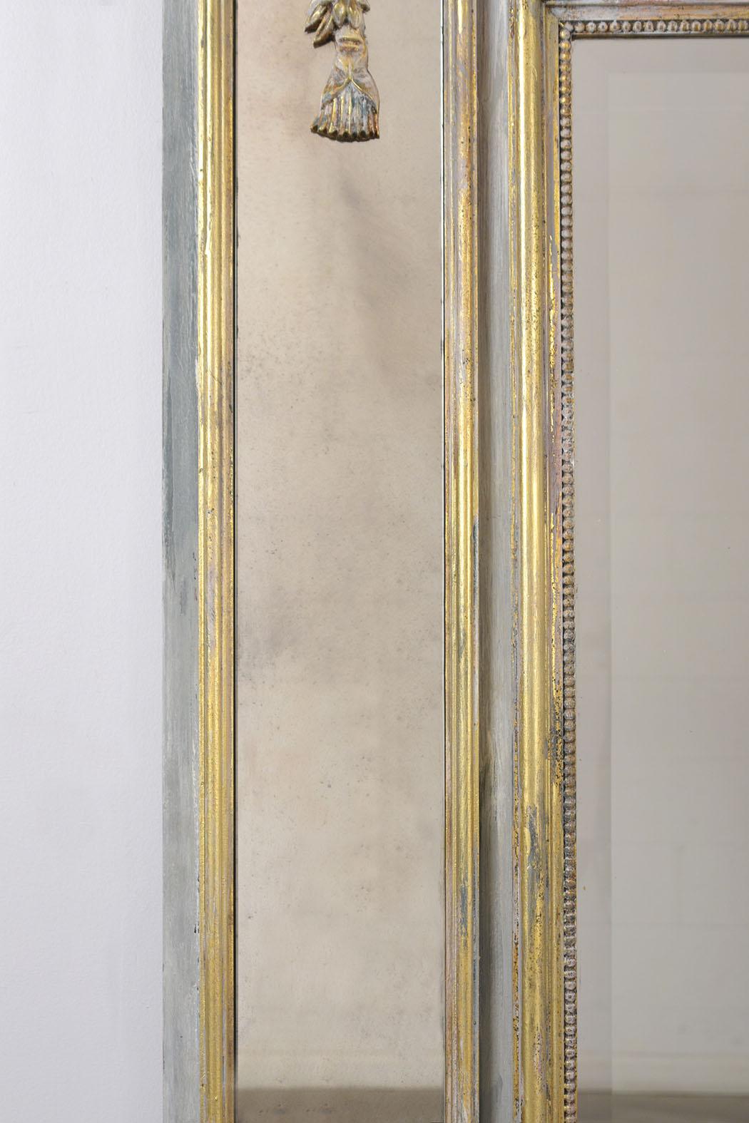 Giltwood French Louis XVI Trumeau Mirror